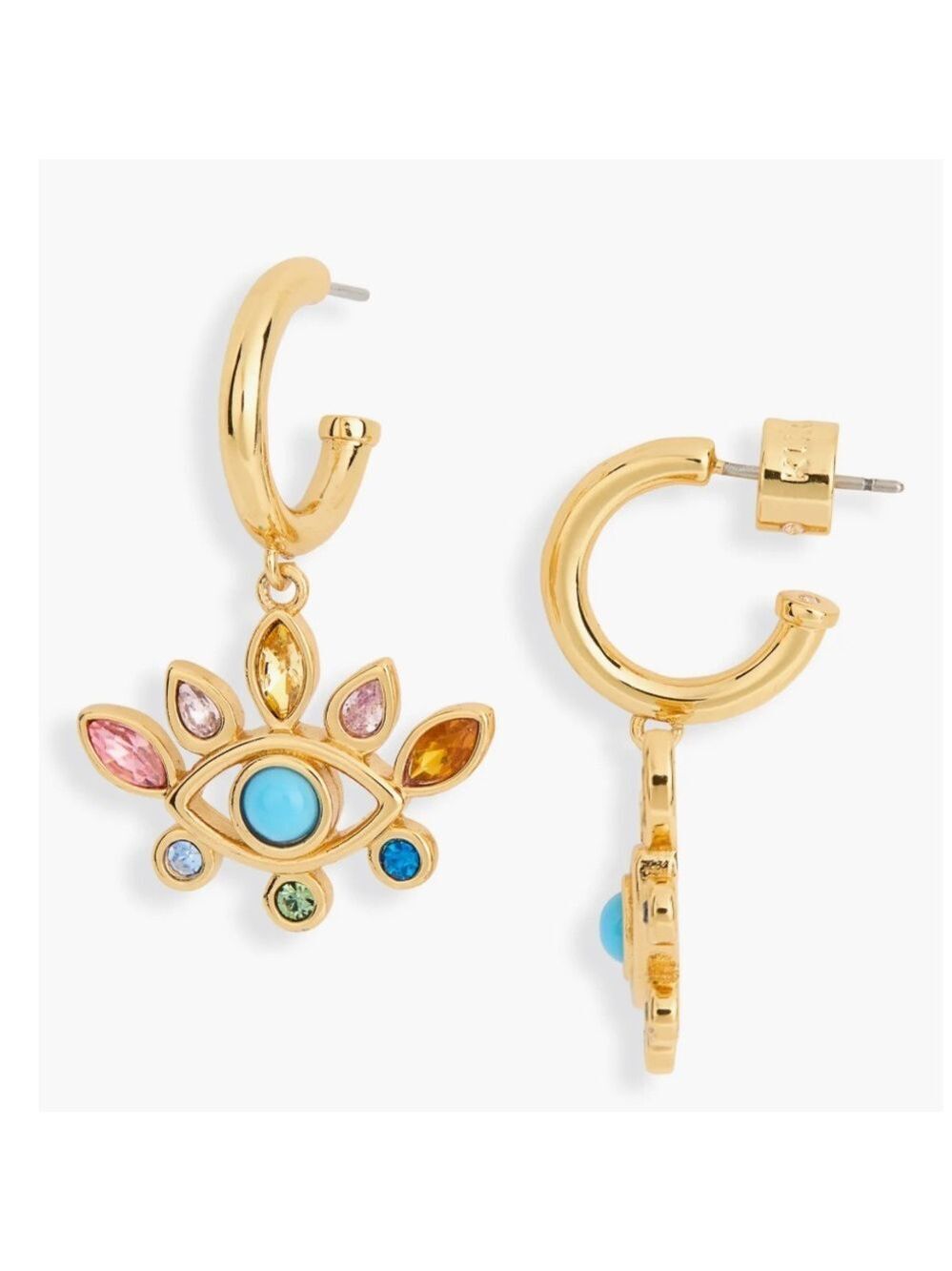 Kurt Geiger London Crystal Evil Eye Huggie Hoop Earrings New